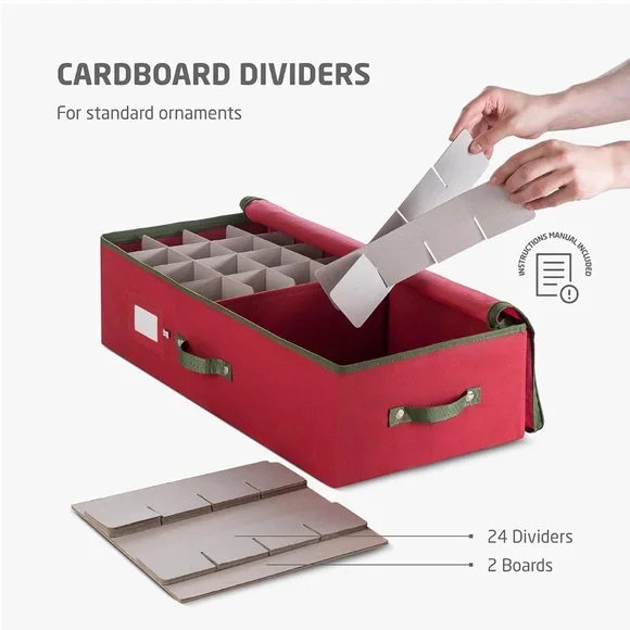 ZOBER Christmas Ornament Storage Stores 64 Ornaments 3 Inch Cube Compartments - Picture 6 of 8